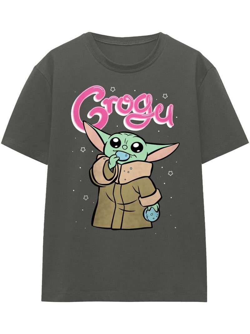 T-shirt motif grogu motif/style bulles - la guerre des étoiles the mandalorian (grogu) Gris Noir - Kiabi