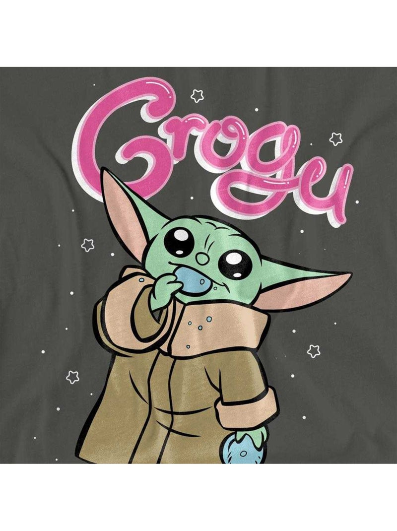 T-shirt motif grogu motif/style bulles - la guerre des étoiles the mandalorian (grogu) Gris Noir - Kiabi