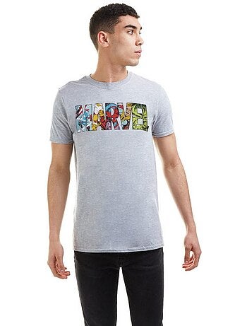 T-shirt motif logo style bande dessinée - marvel (captain america, hulk, iron man, spider-man)