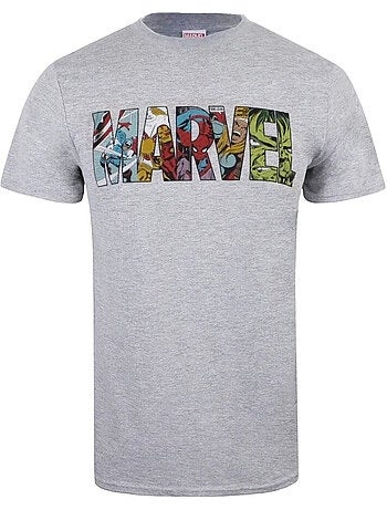 T-shirt motif logo style bande dessinée - marvel (captain america, hulk, iron man, spider-man)