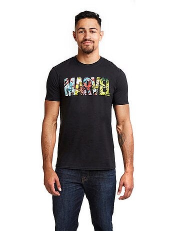 T-shirt motif logo style bande dessinée - marvel (captain america, hulk, iron man, spider-man)