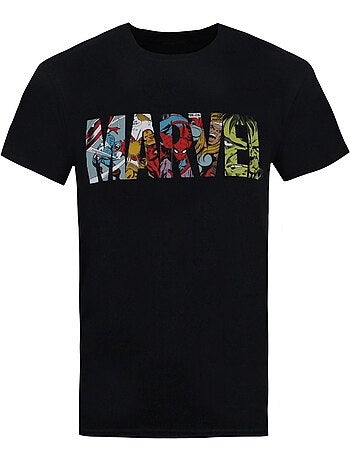 T-shirt motif logo style bande dessinée - marvel (captain america, hulk, iron man, spider-man)