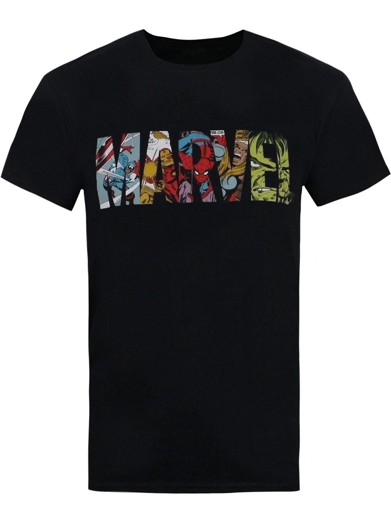 T-shirt motif logo style bande dessinée - marvel (captain america, hulk, iron man, spider-man) Noir - Kiabi