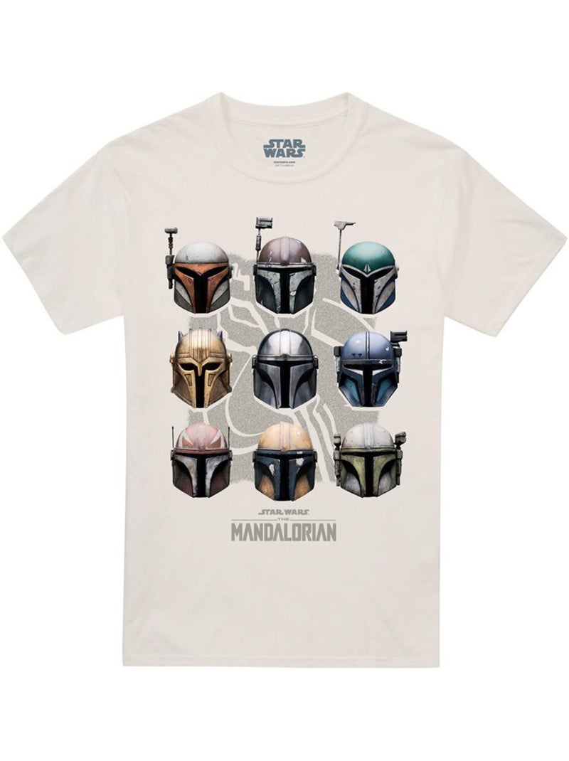 T-shirt motif mando motif/style casque - la guerre des étoiles: the mandalorian Beige - Kiabi