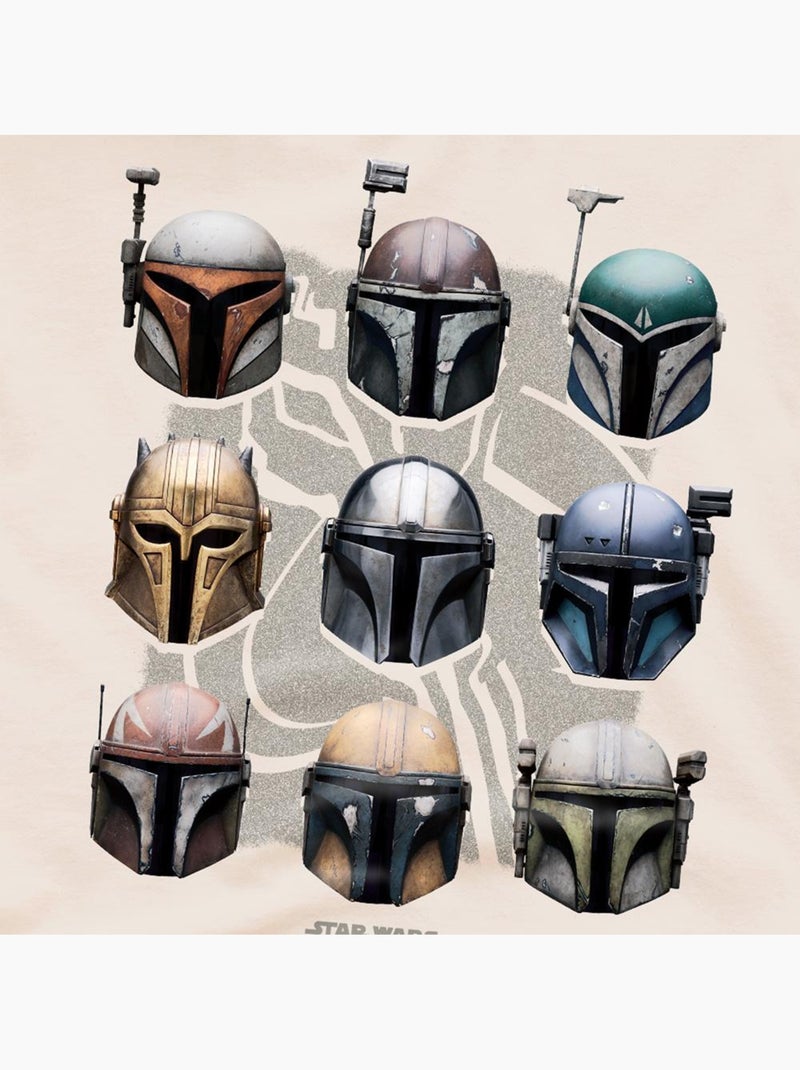 T-shirt motif mando motif/style casque - la guerre des étoiles: the mandalorian Beige - Kiabi