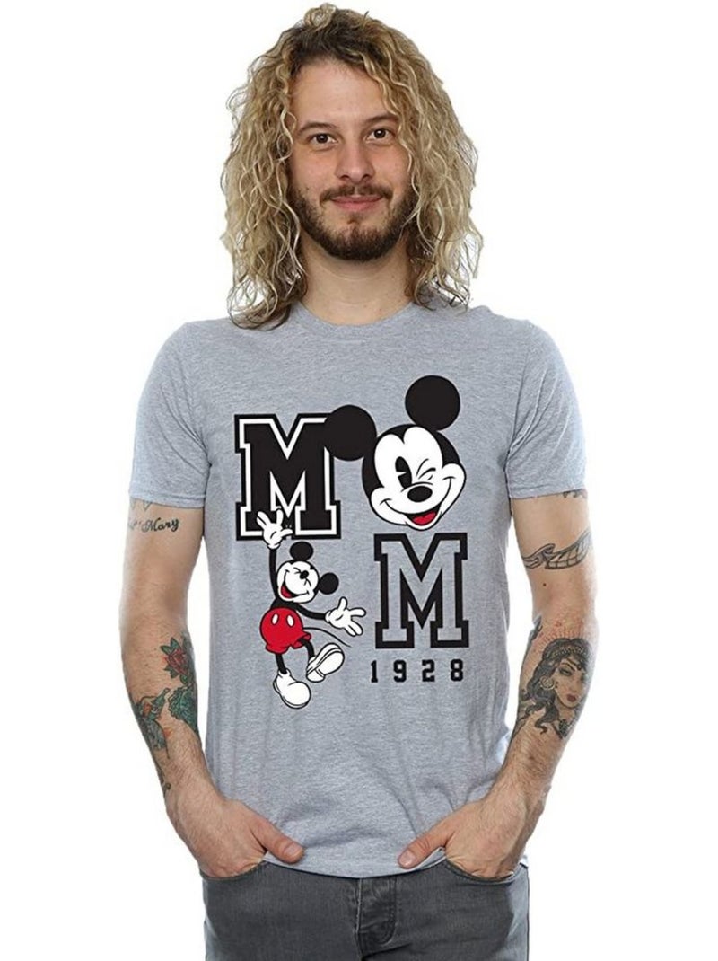 T-shirt motif mickey mouse jump and wink - disney (mickey mouse) Gris chiné - Kiabi