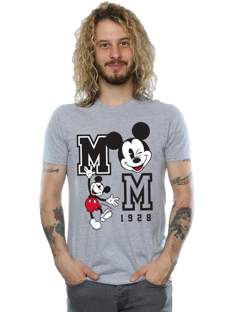 T-shirt motif mickey mouse jump and wink - disney (mickey mouse) Gris chiné - Kiabi