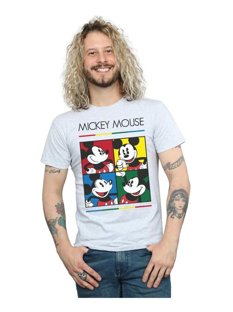 T-shirt motif mickey mouse motif/style carré - disney Gris chiné - Kiabi