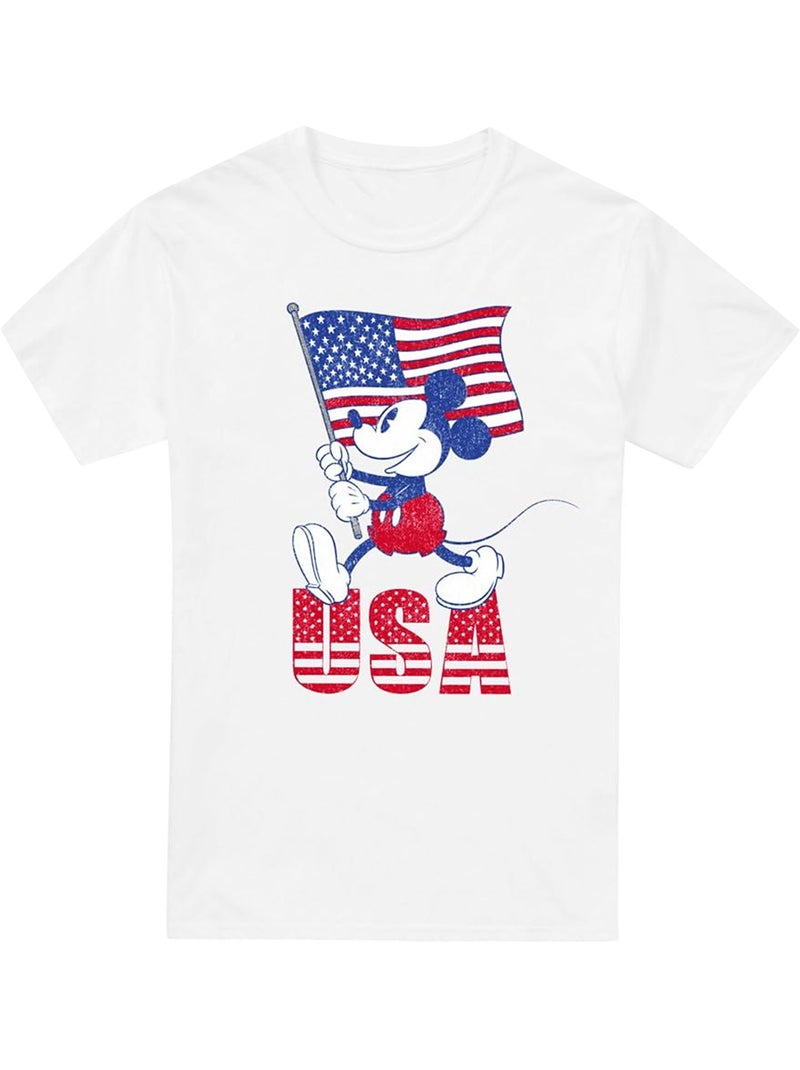 T-shirt motif mickey mouse usa - disney Blanc - Kiabi