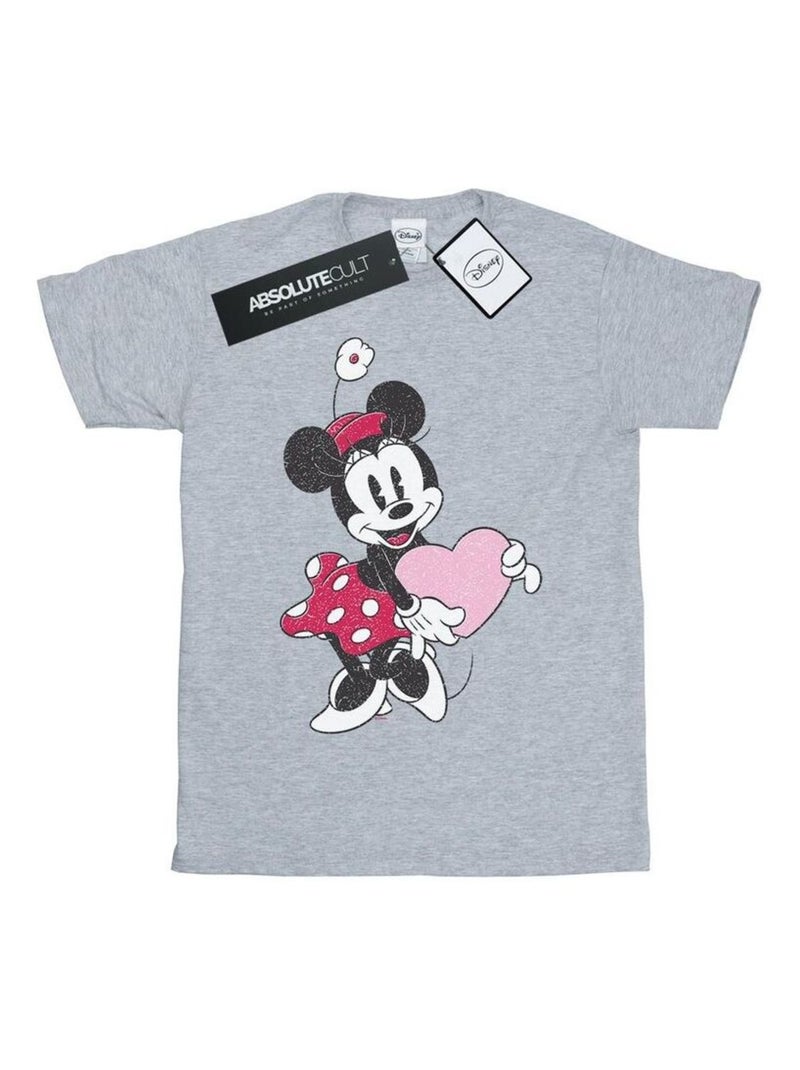 T-shirt motif minnie mouse motif/style cœur - disney Gris chiné - Kiabi