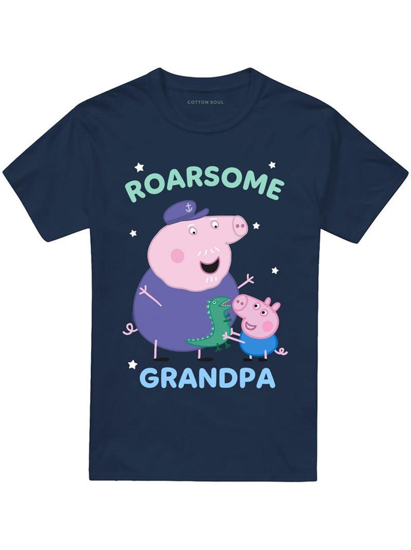 T-shirt motif papy pig roarsome - peppa pig (george pig, papy pig) Bleu marine - Kiabi