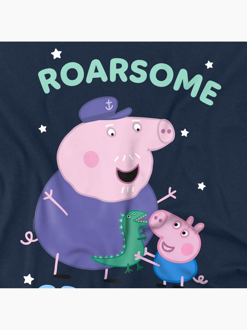 T-shirt motif papy pig roarsome - peppa pig (george pig, papy pig) Bleu marine - Kiabi