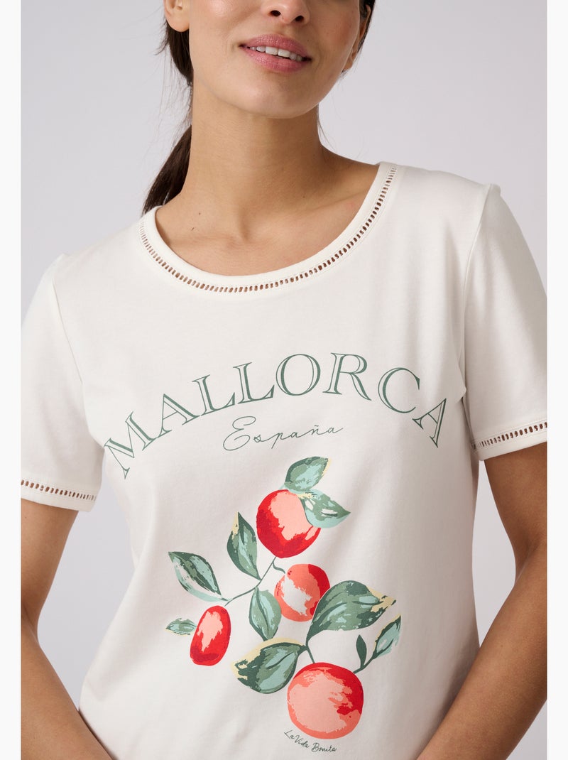 T-shirt motif placé - damart Blanc - Kiabi
