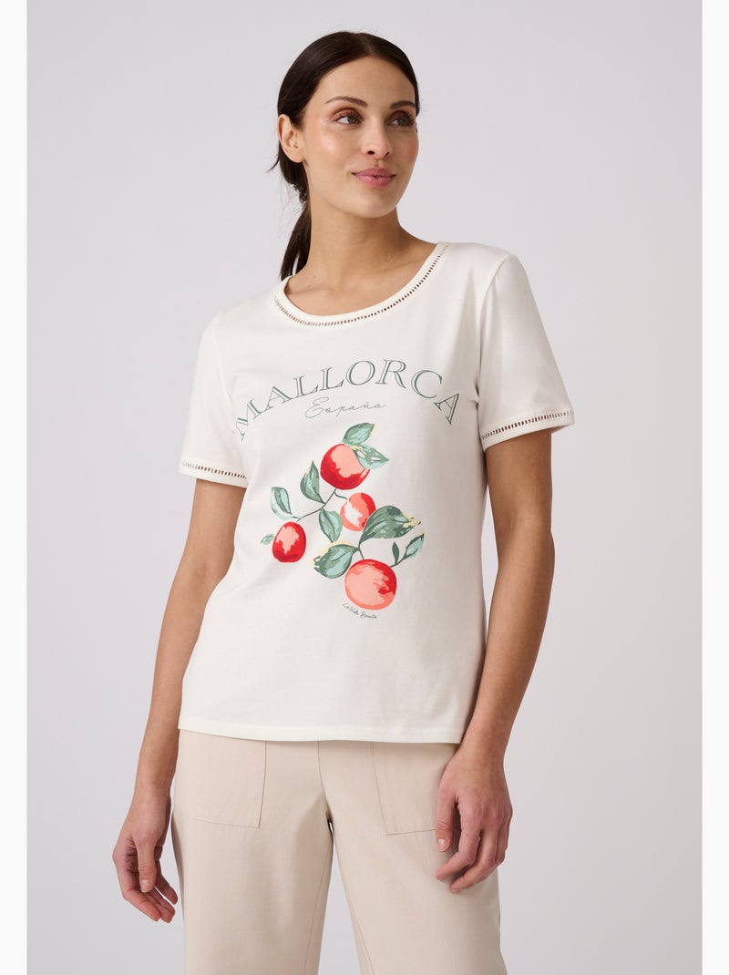 T-shirt motif placé - damart Blanc - Kiabi