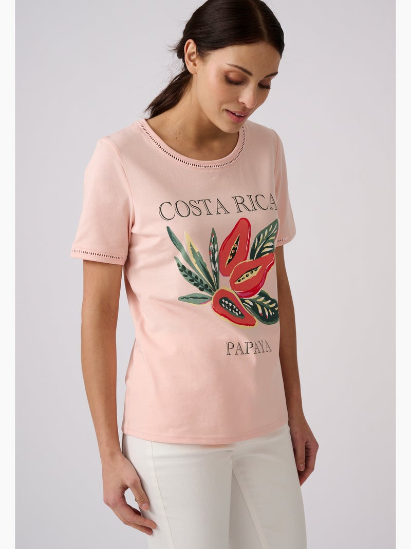 T-shirt motif placé - damart Rose clair - Kiabi