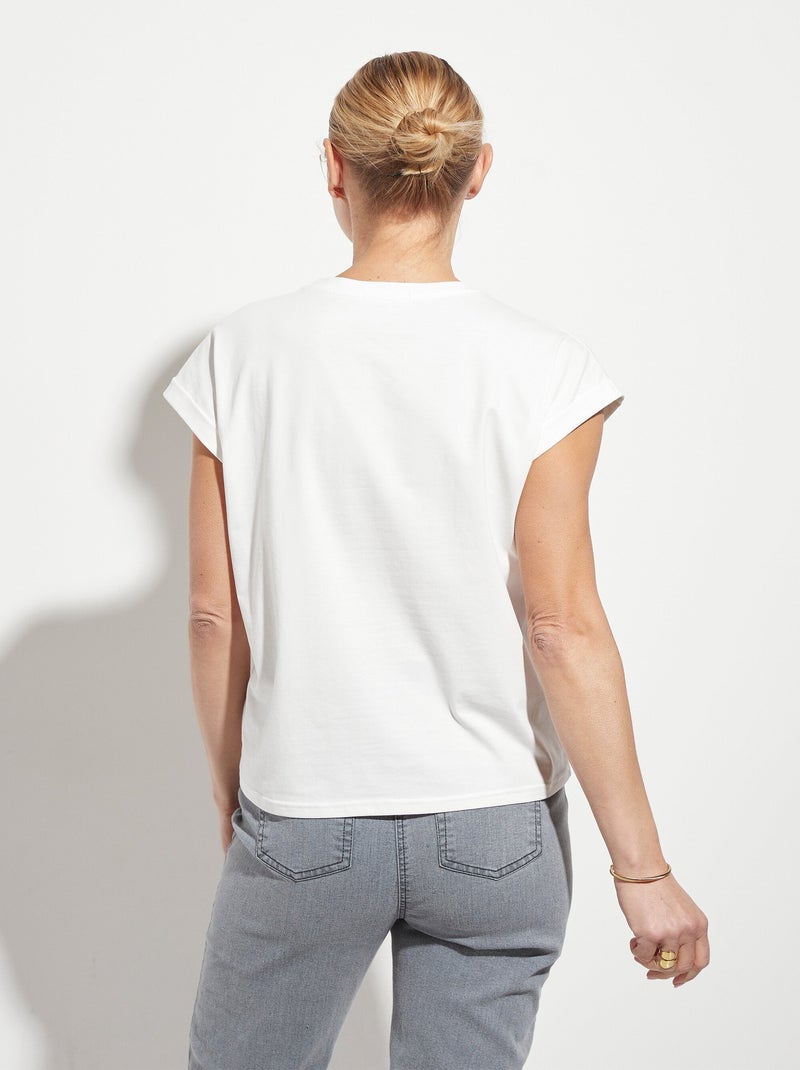 T-shirt motif placé citron col rond Blanc - Kiabi