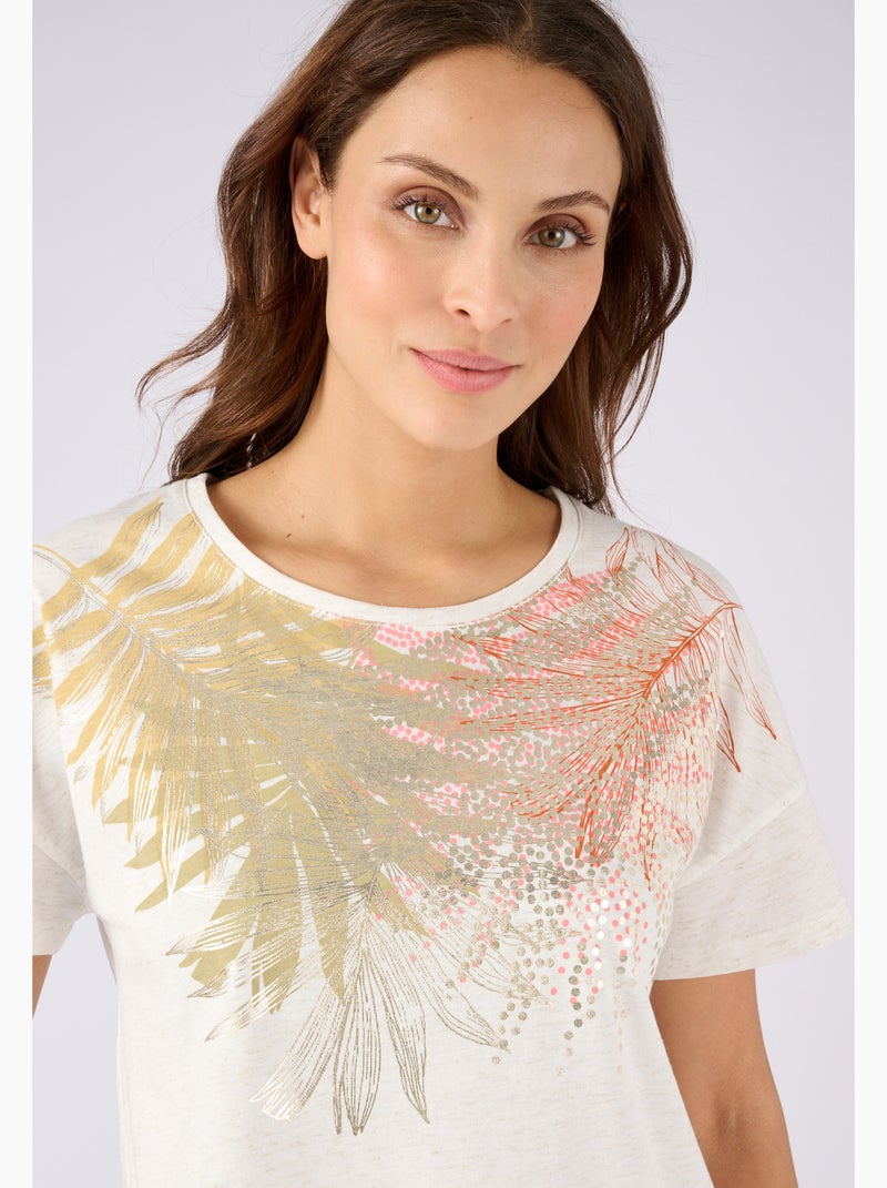 T-shirt motif placé fil brillant - Damart Marron - Kiabi