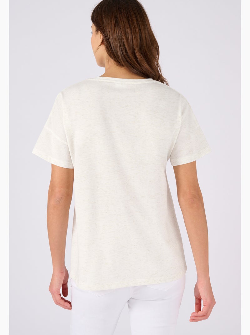 T-shirt motif placé fil brillant - Damart Marron - Kiabi