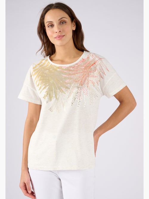 T-shirt motif placé fil brillant - Damart - Kiabi