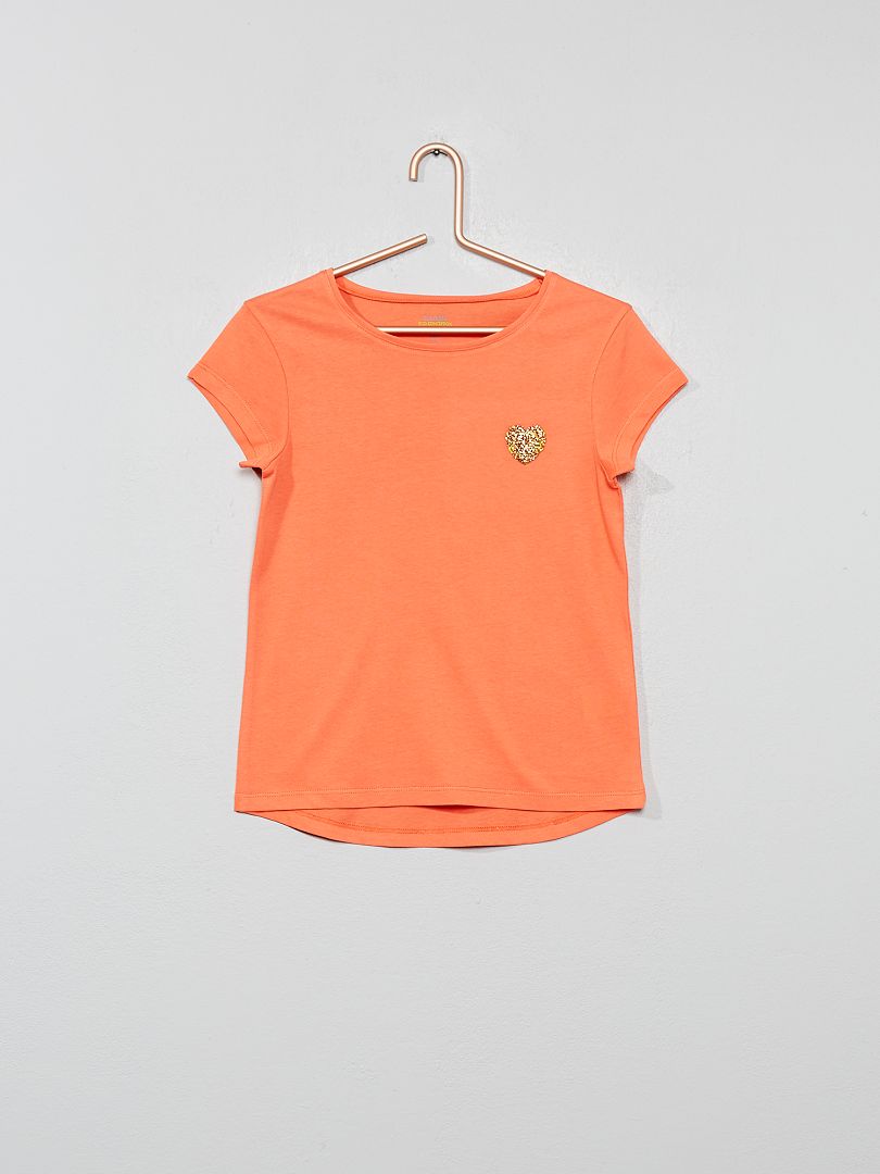 T-shirt motif poitrine corail - Kiabi