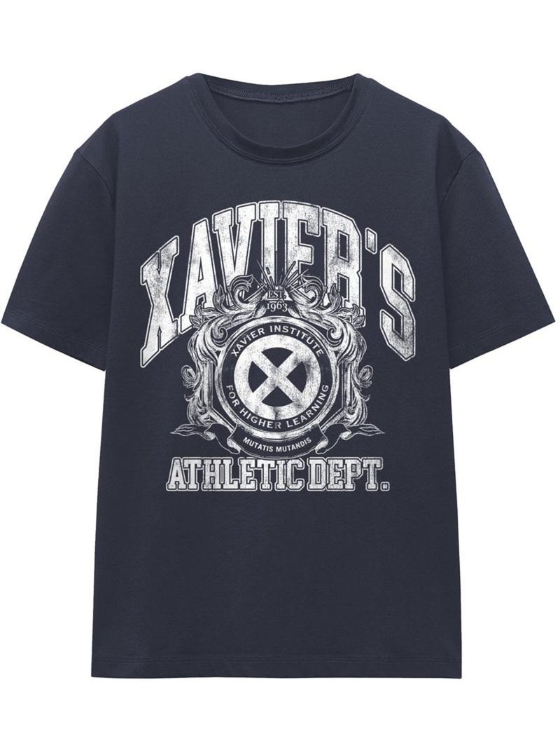 T-shirt motif professeur xavier athletic dept - x-men Bleu nuit - Kiabi