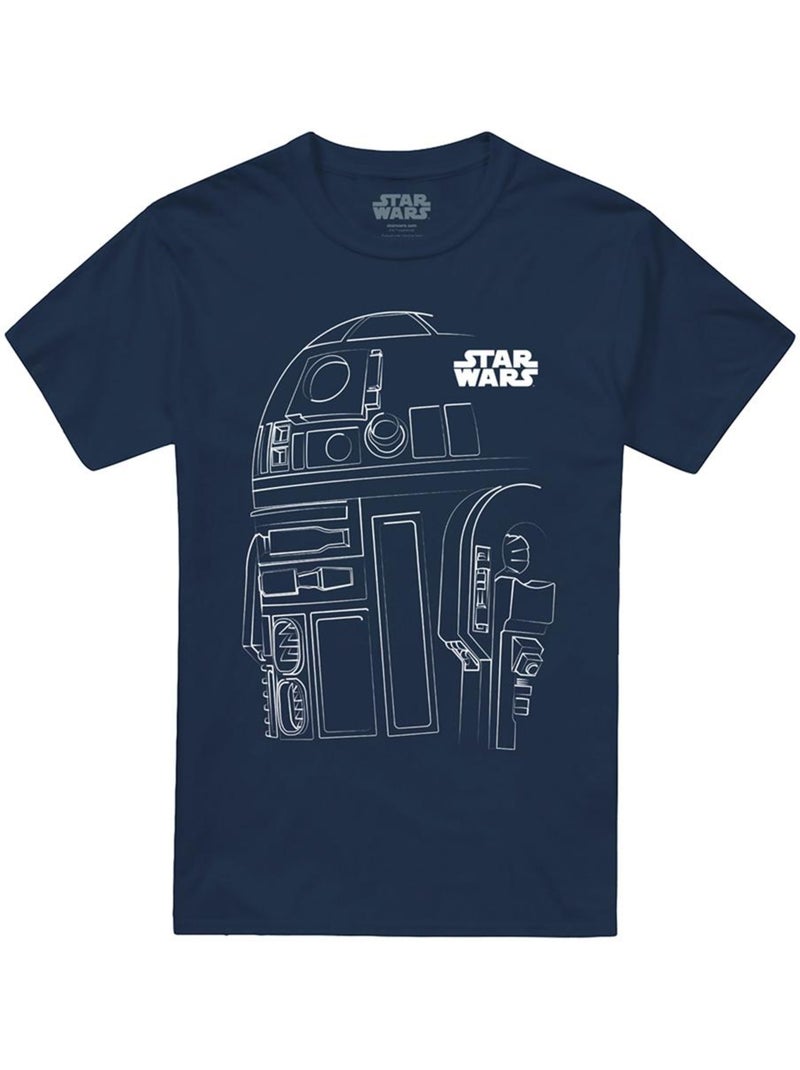 T-shirt motif r2-d2 motif/style contour - la guerre des étoiles (r2-d2) Bleu marine - Kiabi