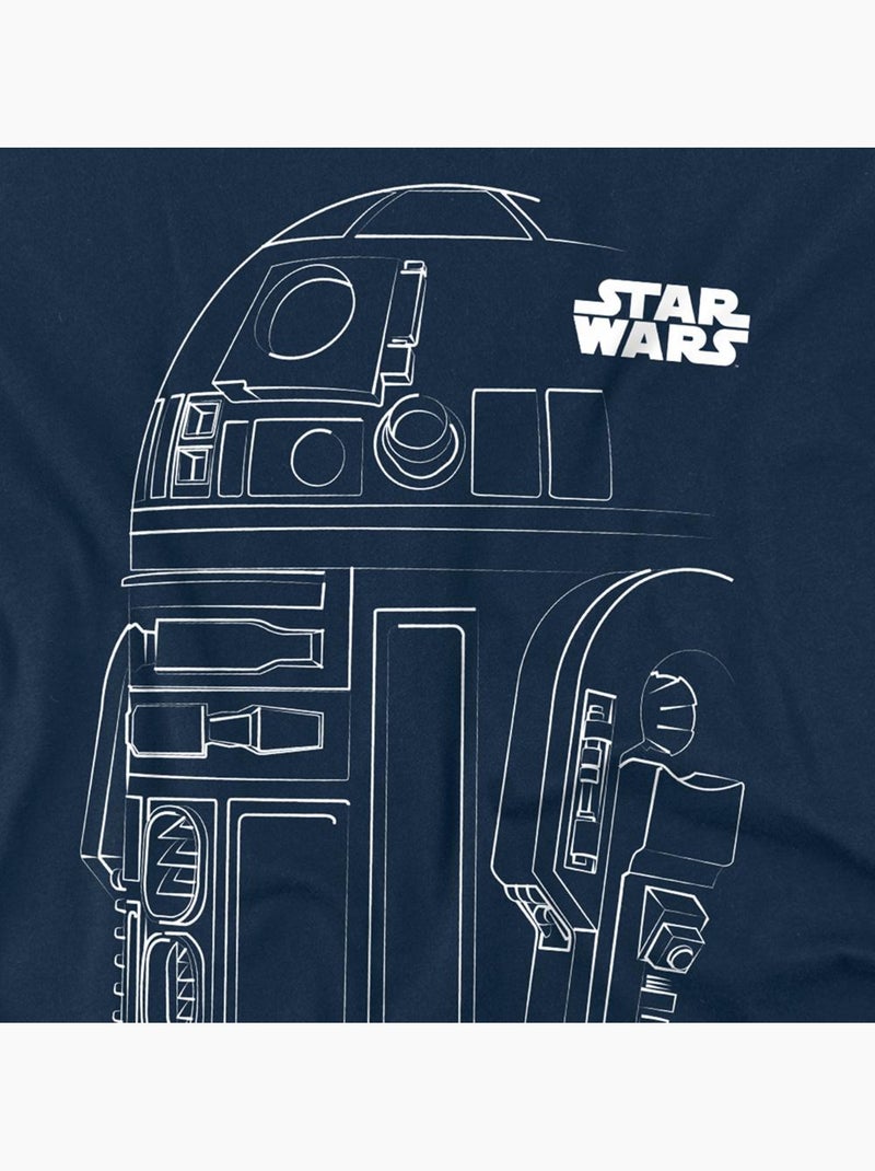 T-shirt motif r2-d2 motif/style contour - la guerre des étoiles (r2-d2) Bleu marine - Kiabi