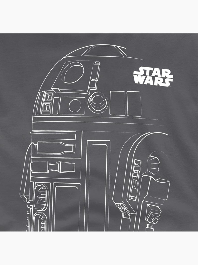 T-shirt motif r2-d2 motif/style contour - la guerre des étoiles (r2-d2) Gris Noir - Kiabi