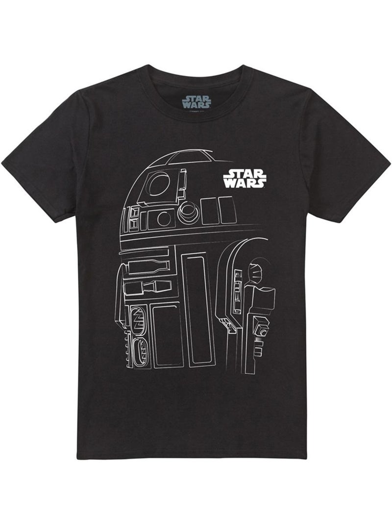 T-shirt motif r2-d2 motif/style contour - la guerre des étoiles (r2-d2) Noir - Kiabi