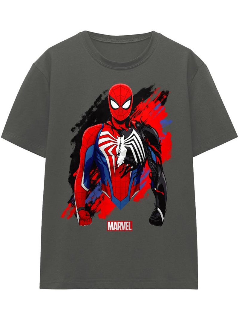 T-shirt motif symbiote venin - homme araignée (symbiote venom) Gris Noir - Kiabi
