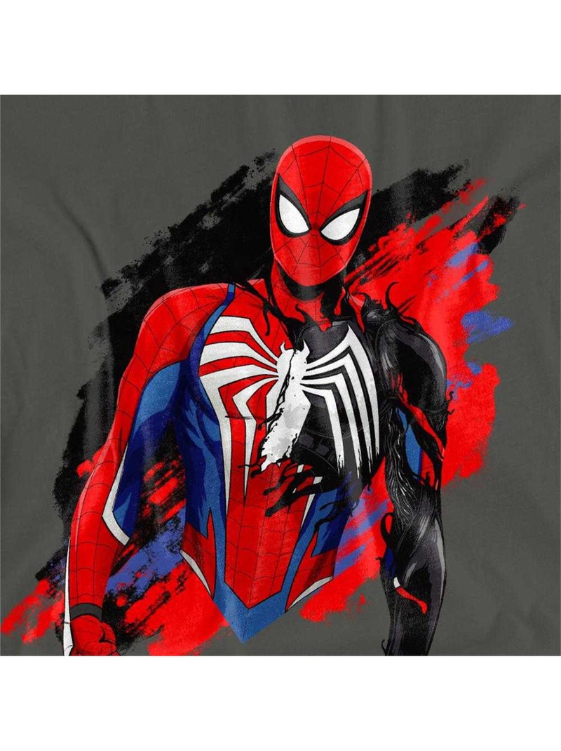 T-shirt motif symbiote venin - homme araignée (symbiote venom) Gris Noir - Kiabi