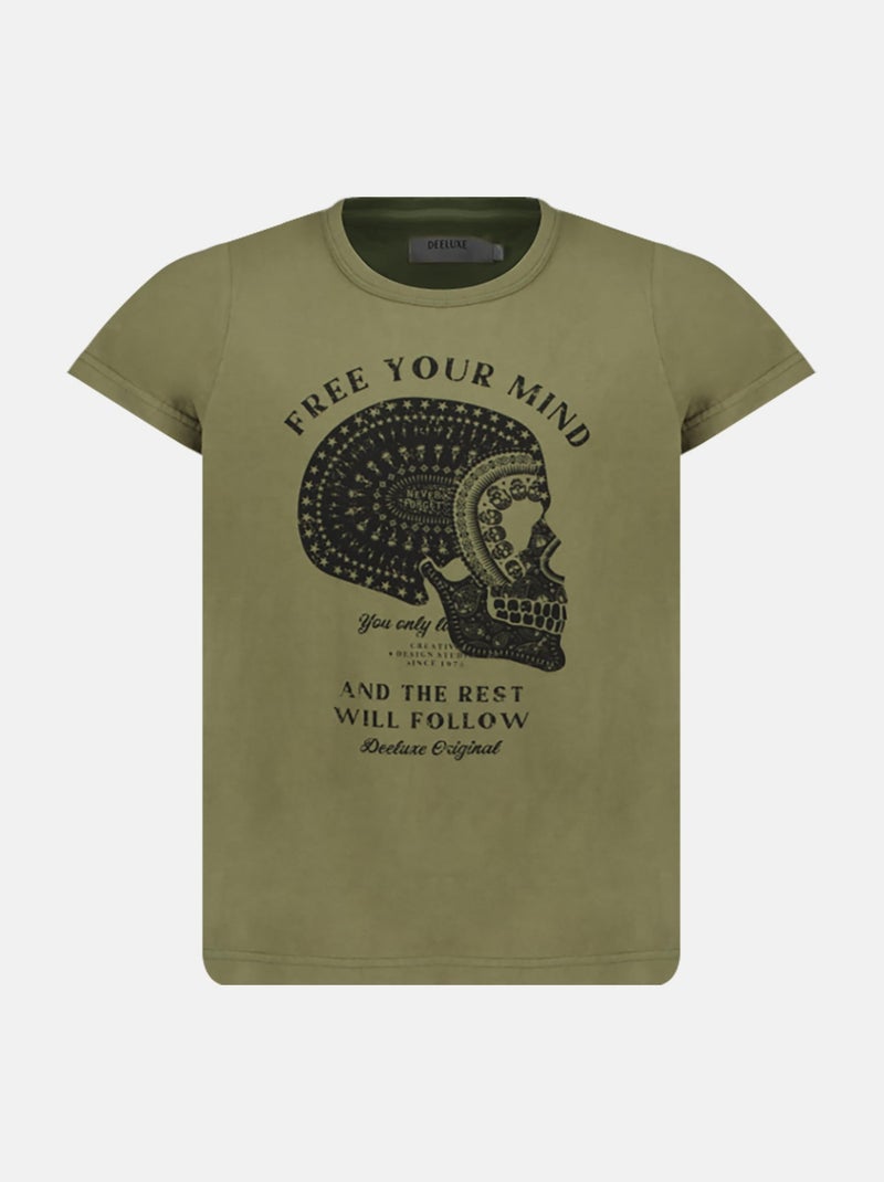 T-shirt motif tête de mort 'Deeluxe' Kaki - Kiabi