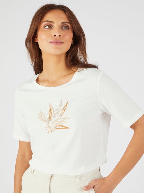T-shirt motif ton sur ton pailleté - Damart - Kiabi