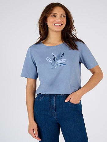 T-shirt motif ton sur ton pailleté - Damart