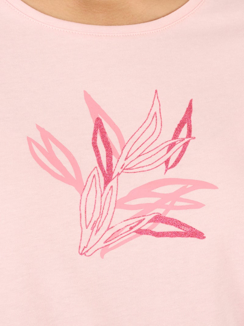 T-shirt motif ton sur ton pailleté - Damart Rose - Kiabi
