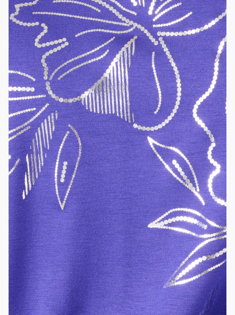 T-shirt motifs coloris doré - Damart Violet - Kiabi