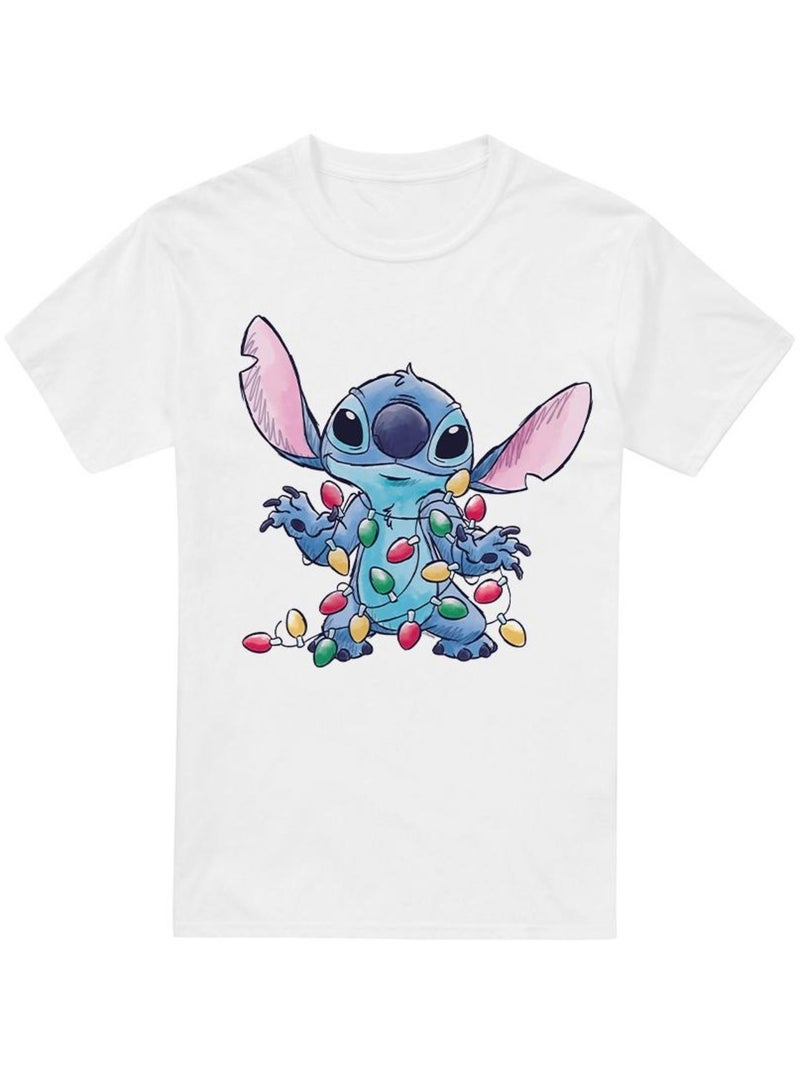 T-shirt motifs croquis et lumières de noël - lilo et stitch Blanc - Kiabi