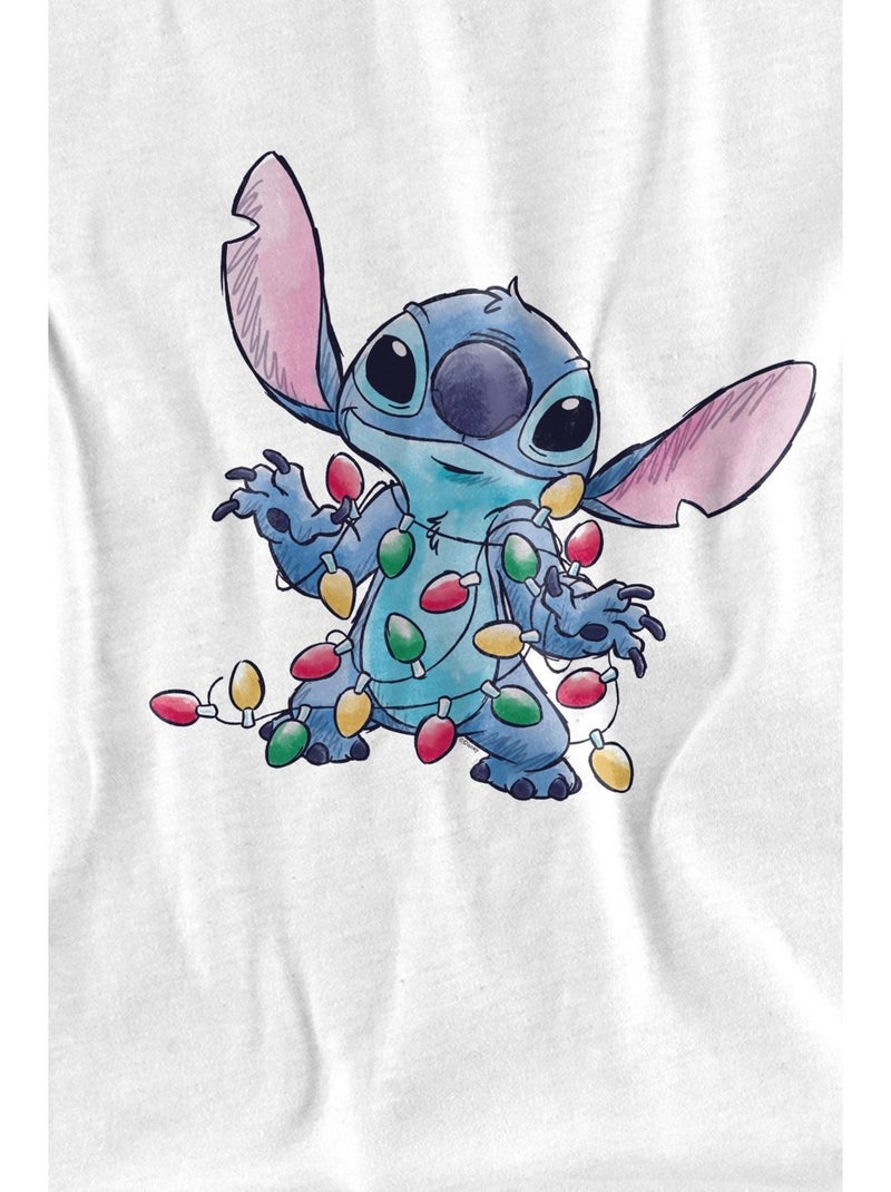 T-shirt motifs croquis et lumières de noël - lilo et stitch Blanc - Kiabi