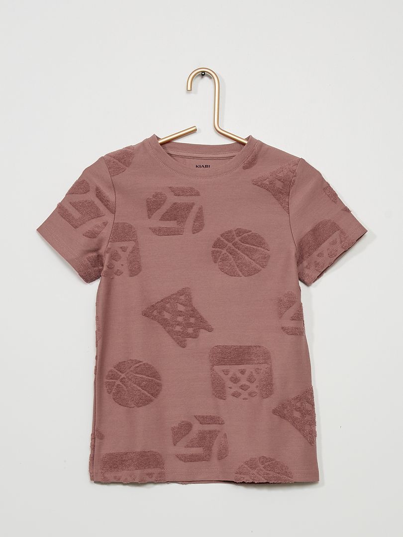 T-shirt motifs en maille bouclette rose - Kiabi