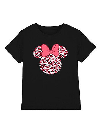 T-shirt motifs silhouette et oreilles en cœurs de minnie mouse - disney