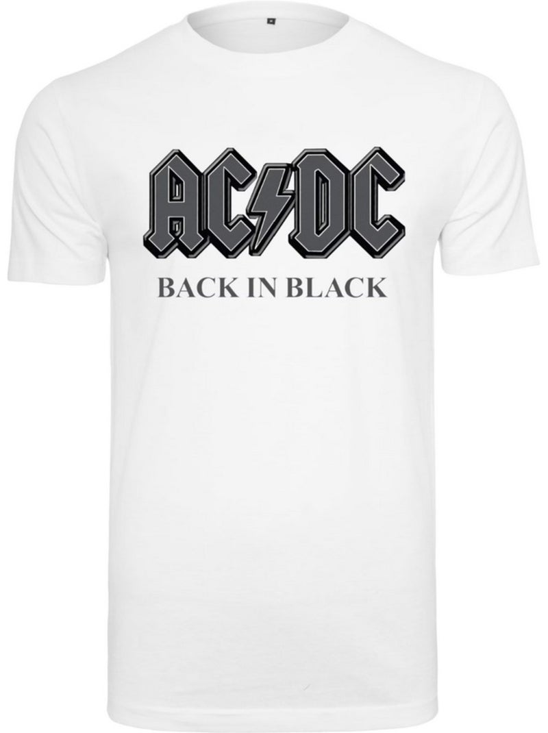 T-shirt motif/style ac/dc back in black - merchcode Blanc - Kiabi