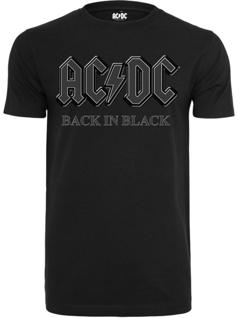 T-shirt motif/style ac/dc back in black - merchcode Noir - Kiabi