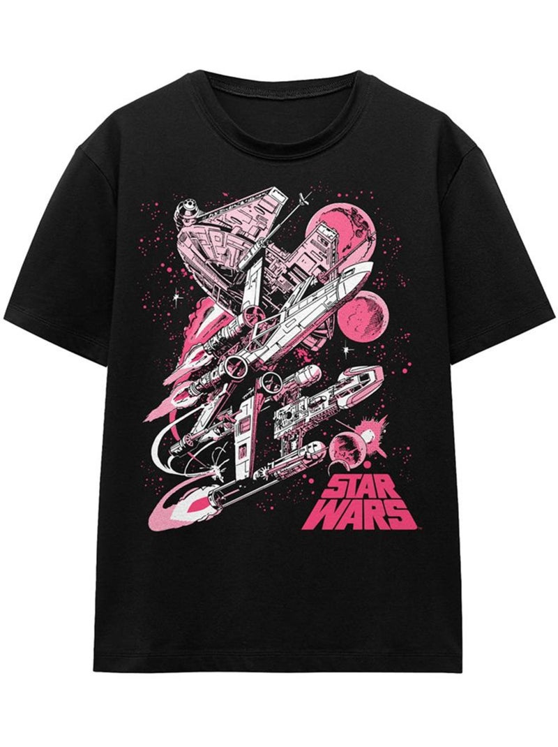 T-shirt motif/style bande dessinée rétro - la guerre des étoiles Noir - Kiabi
