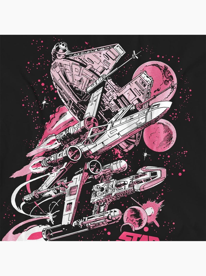 T-shirt motif/style bande dessinée rétro - la guerre des étoiles Noir - Kiabi