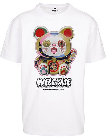 T-shirt motif/style chat welcome - mister tee