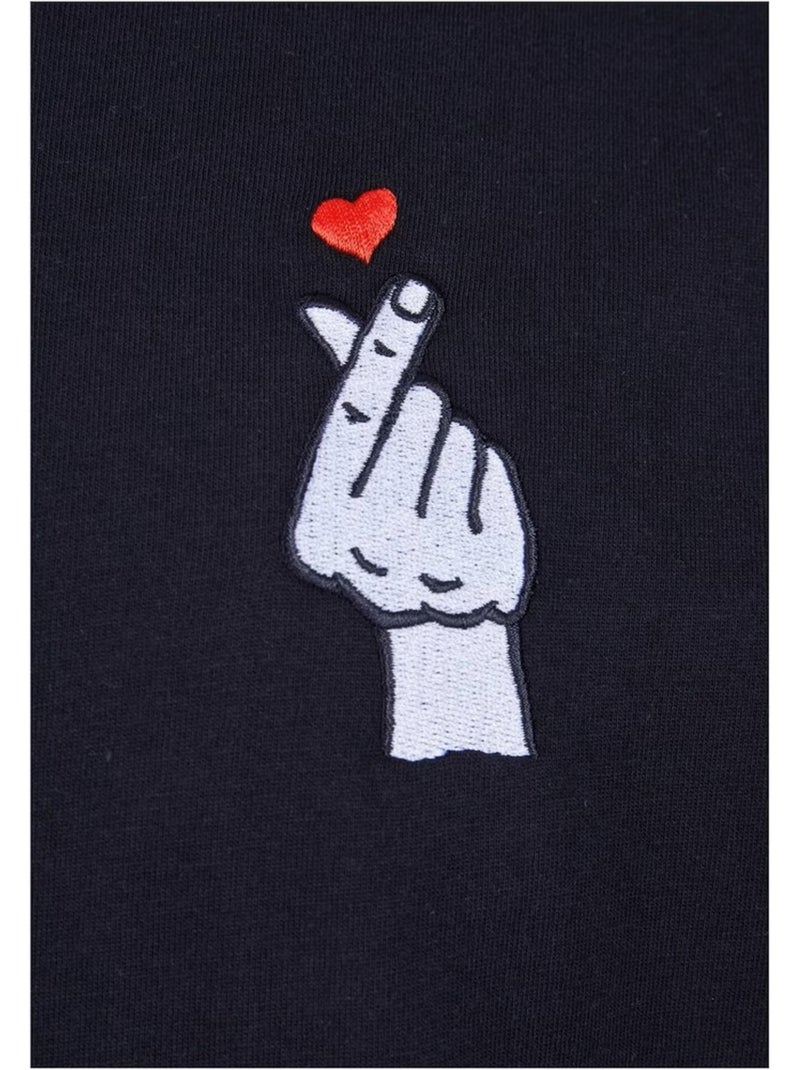 T-shirt motif/style cœur de doigts 2.0 - mister tee Noir - Kiabi