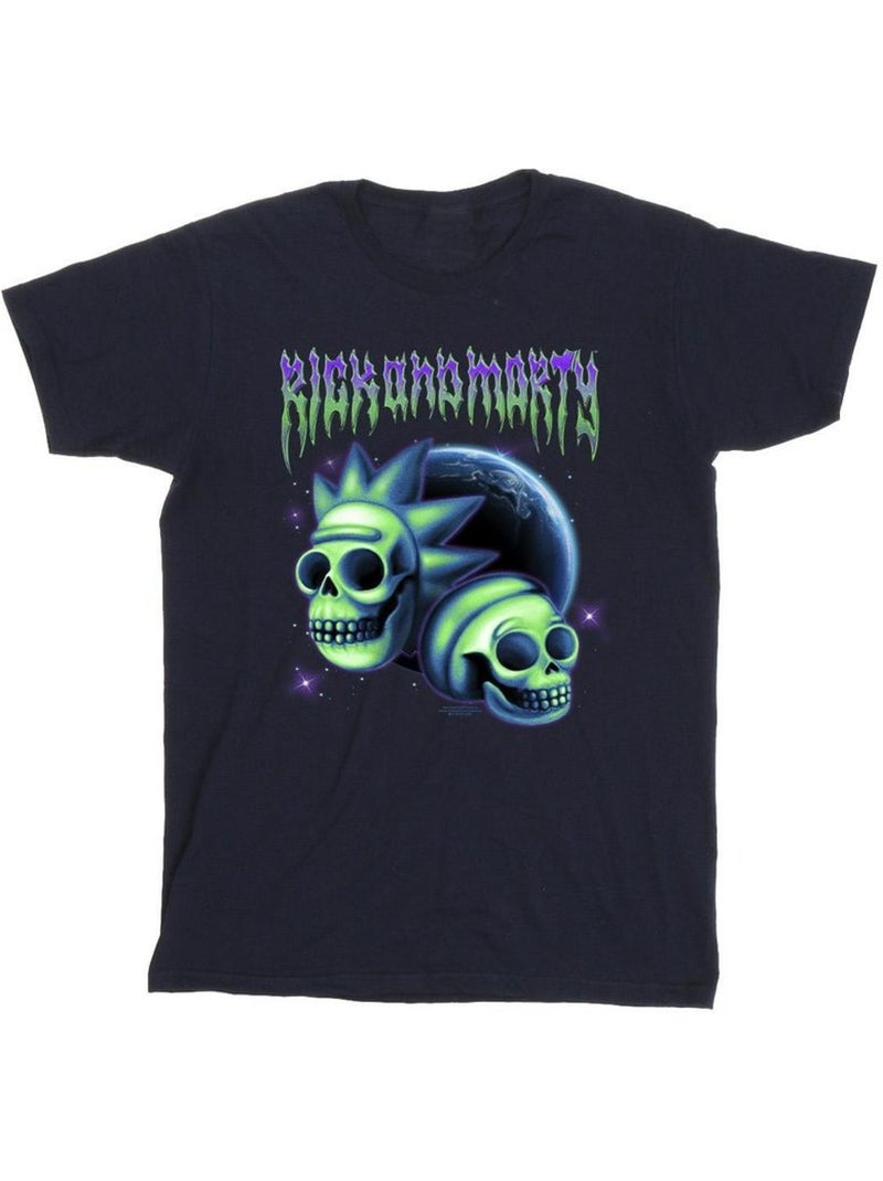 T-shirt motif/style crâne - rick et morty Bleu marine - Kiabi