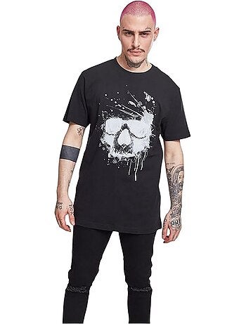 T-shirt motif/style crâne et aquarelle - mister tee