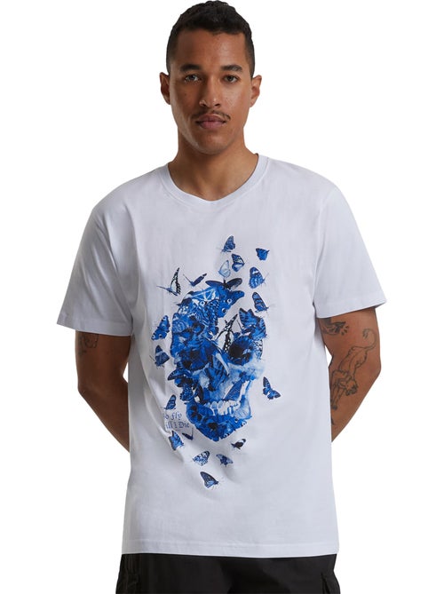 T-shirt motif/style crâne et papillon - mister tee - Kiabi
