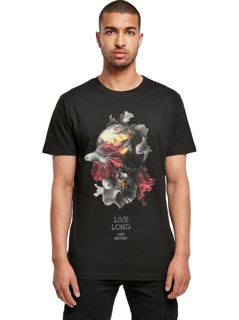 T-shirt motif/style crâne et poisson - mister tee Noir - Kiabi